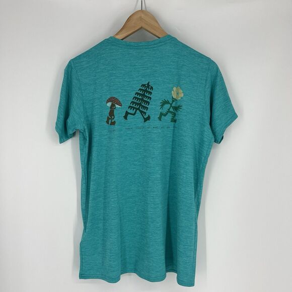 Patagonia T Shirt Size Medium Womens Teal Capilene Cool Daily Graphic Tee Crew - Picture 6 of 9